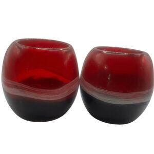 Dale Tiffany Hand Blown Art Glass Candle Holders 2 Piece Set